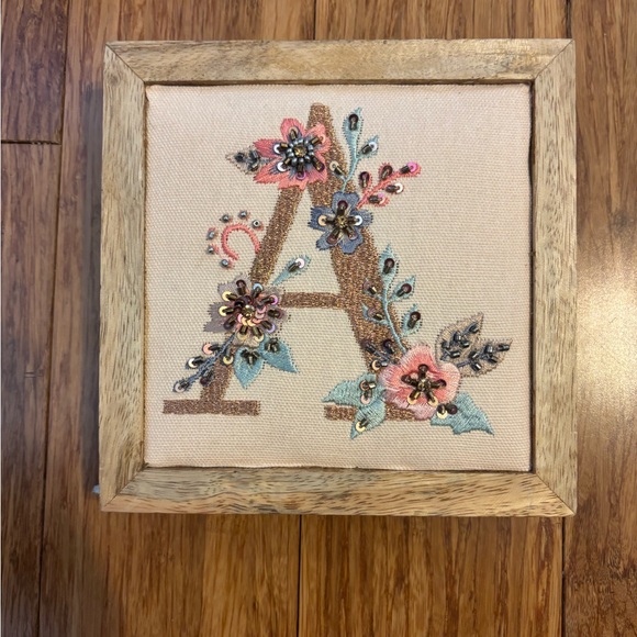 Other - Floral Embroidered Letter A Wall Art
